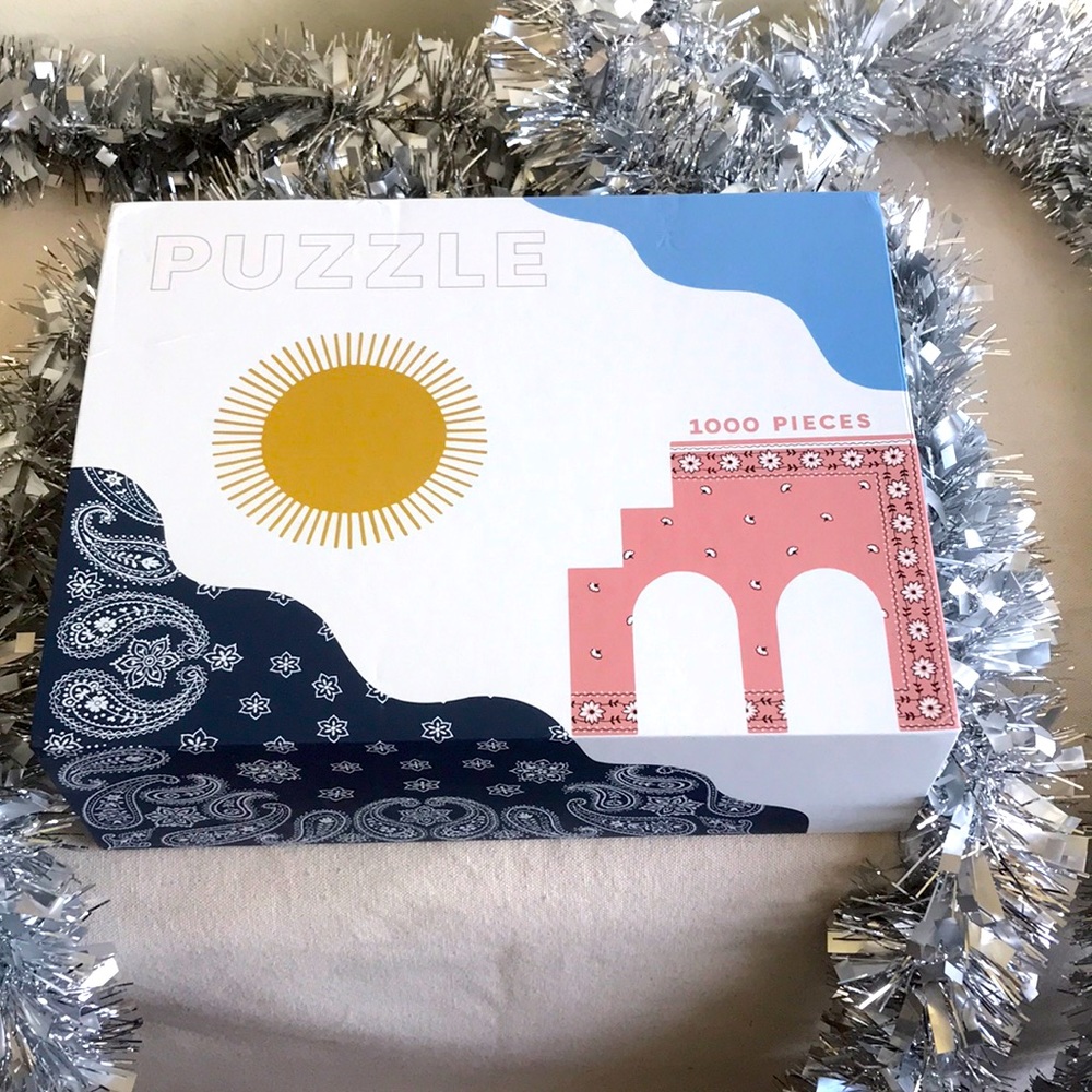 NIB Madewell 1000 piece puzzle abstract landscape Bandana pattern Sun white sky